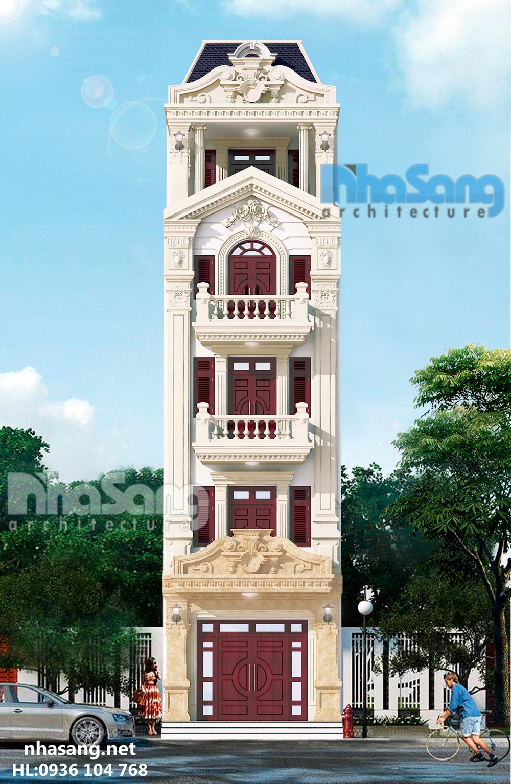 mẫu nhà ống 5 tầng đẹp mặt tiền 5m